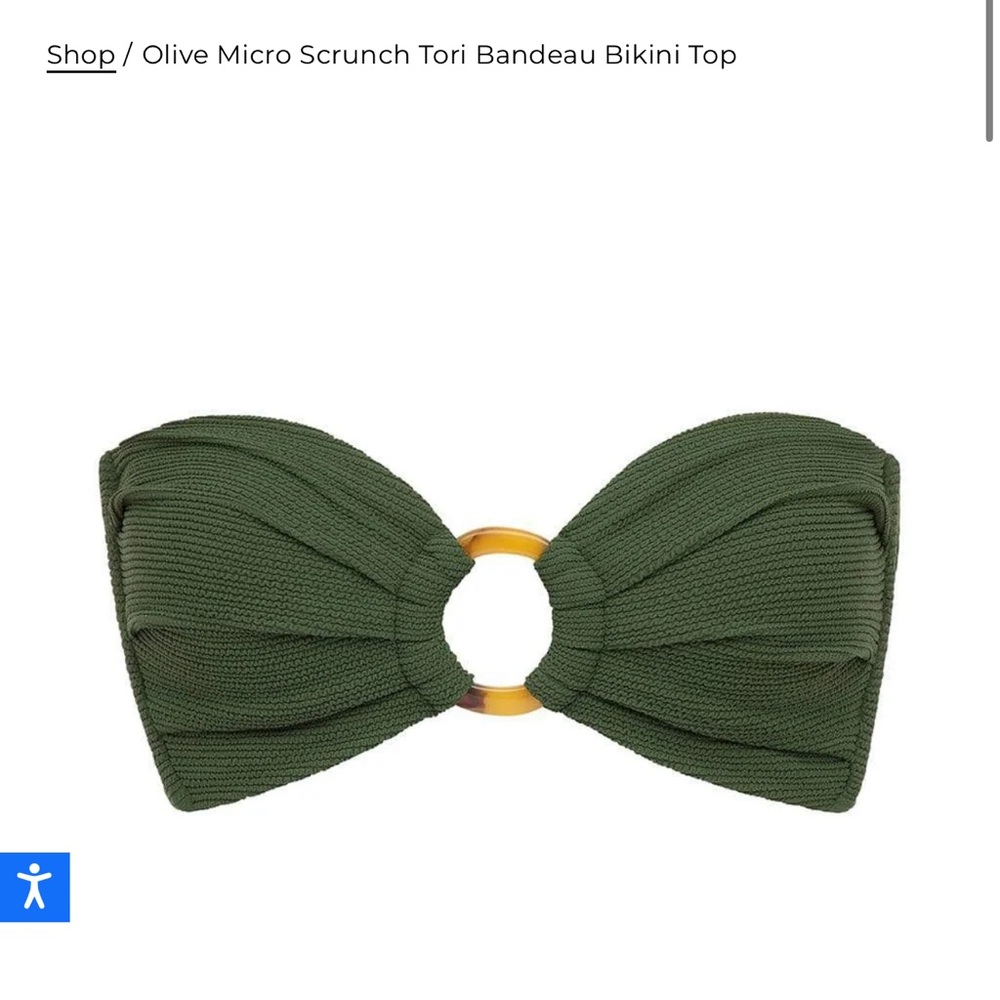 Olive Micro Scrunch Tori Bandeau Bikini Top Size Small